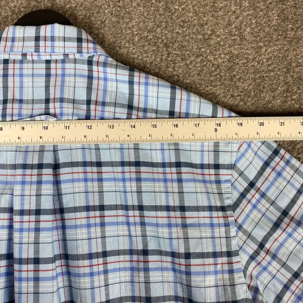Towncraft‎ Mens Shirt Size M Blue Plaid Wrinkle Free Short Sleeve Button Up